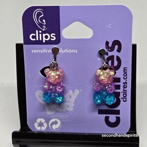 Claire's Gummy Bears CLIP ON Earrings Bear is 1/2" long
